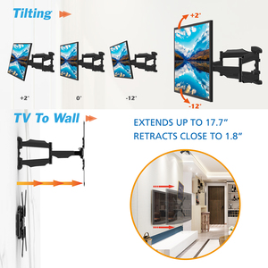Soporte de Pared Telescópico Retráctil para Pantallas LCD de 26-55 Pulgadas con Acero Laminado en Frío 400x400, Giratorio - Product Image 4
