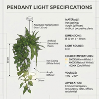 Luminaire suspendu LED décoratif pour restaurant, plante artificielle, verdure suspendue, lampe suspendue pour café commercial, bistrot, lustre de plafond