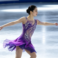 Costume de patinage artistique à plumes dégradées violettes, sans manches, dos creux, strass, en spandex/nylon, pour enfants, pour performance