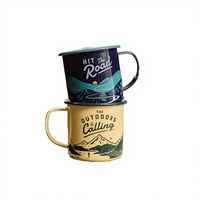 Mug à café en émail réutilisable classique de 12 oz avec cuillère, logo personnalisé imprimé, cadeaux d'affaires, compatible lave-vaisselle, thermique de voyage, vente en gros