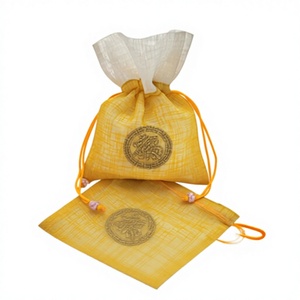 [Goyu] Mini Korean Traditional Square Bokjumeoni Drawstring Pouch Gold Embroidery Luxury Handmade Eco-Friendly Polyester Gift - Product Image 1