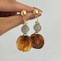 Boucles d'oreilles pendantes effet écaille de tortue pour femme, style vintage bohème, perles en résine, longues, pour la plage, les vacances et les soirées