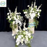 Boules de fleurs artificielles classiques en rose et hortensia, aux couleurs blanc et vert, pour la décoration de tables de mariage et d'intérieur