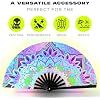 Grand éventail pliant imprimé mandala, éventail portatif bohème pour festival, rave, plage, accessoire de fête