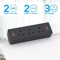Prise d'alimentation de bureau à 3 prises britanniques avec 2 ports PD20W Type-C Pince pour bureau à domicile Application industrielle Multiprise