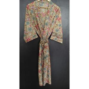 Vestido de Playa Vintage de Talla Grande, 100% Algodón, Estampado Floral, Suave y Cómodo, Largo hasta la Rodilla, Estilo Bata, para Verano - Product Image 1