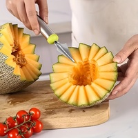3-delige set fruitplankgereedschap van roestvrij staal, watermeloenbolletjesvormer, meloenschep, fruitsnijder, snijmes voor fruitdecoratie