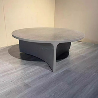Table basse ronde de luxe moderne en GRC pour salon, table d'appoint durable pour chambre et extérieur (OEM/ODM)