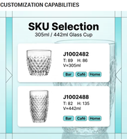 Verre à whisky en cristal transparent gravé de diamants, style rétro, 300 ml, personnalisé, pour hôtel, restaurant, verres à eau