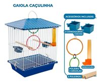 Cage à oiseaux carrée légère et simple avec toit en pignon, poignée portable, balançoire, abreuvoir, mangeoire et plateau en plastique pour petits animaux