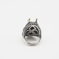 Bague Unique Tête de Dragon en Argent 925 pour Homme Ajustable