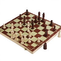 Set Catur Kayu Magnetik Lipat, Papan Catur Internasional, Set Catur Perjalanan untuk Anak-anak dan Dewasa