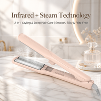 Styler capillaire à vapeur infrarouge, fer à lisser en céramique 2 en 1, lisseur et boucleur, écran LED, 65W
