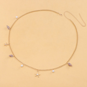 สร้อยคาดเอวสไตล์โบฮีเมียนประดับเปลือกหอย มุกเทียม ปลาดาว และหอยสังข์ สำหรับผู้หญิง สไตล์ชายหาด - Product Image 3