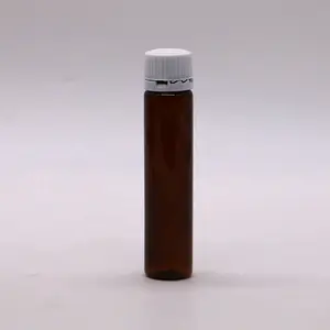 Тонкая гладкая Янтарная пластиковая бутылка для жидкости для полости рта с крышкой с защитой от взлома, 20 мл/20 мл, фармацевтическое использование