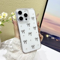 Étui de téléphone de luxe avec paillettes brillantes et nœud pour iPhone 16 15 14 13 12 11 Pro Max Plus, coque transparente en silicone antichoc