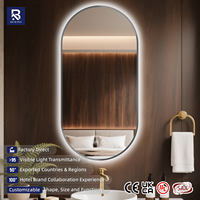 Espejo de Baño Ovalado LED de Pared con Logotipo Personalizado, Antivaho, Interruptor Táctil Inteligente, Uso en Hoteles, Venta Directa de Fábrica, Uso Europeo