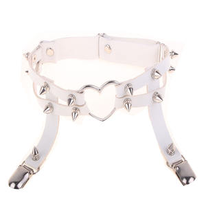 Jarretelles en cuir pour femmes, 1 pièce, style Punk, Harajuku, boucles de jambe, Rivet perlé, Double sangle - Product Image 4