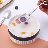 Cuillère-pelle en acier inoxydable 304, cuillères rétro à manche court pour desserts, glaces et pastèques, cuillère carrée pointue créative