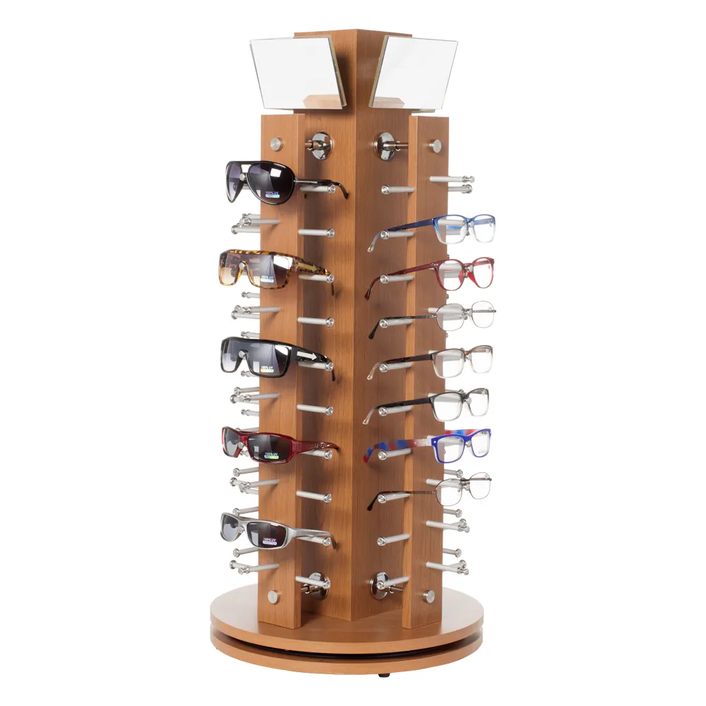 Présentoir de lunettes de soleil rotatif en bois pentagone de 66.5 pouces de Style haut de gamme avec armoire