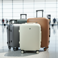 Valise élégante et minimaliste pour ordinateur portable, avec porte-gobelet pliable, serrure TSA, chariot en aluminium, roues pivotantes à 360°, cadre en aluminium