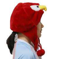 Chapeaux amusants en peluche en forme d'oiseau rouge, costume de mascotte pour le personnel de restaurant, couvre-chef pour la restauration rapide, casquettes de fête, prix d'usine, OEM
