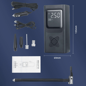 Compresseur d'<span class=keywords><strong>air</strong></span> électrique portable mini 12V avec lumière d'urgence, manomètre numérique, gonfleur de pneus en plastique pour voitures et vélos - Product Image 2