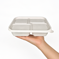 Couvercle de conteneur jetable biodégradable et compatible micro-ondes, spécialement conçu avec des séparateurs à rainures pour éviter la contamination croisée des liquides