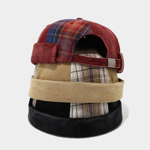 Nouvelle Arrivée 2026 Casquette de baseball sans visière en coton lavé, style rétro à carreaux, avec empiècements, forme gourde, tendance urbaine - Product Image 2