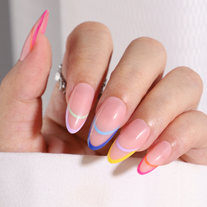 Vente en gros <span class=keywords><strong>faux</strong></span> ongles courts en acrylique fini gel Uv French Nails Tips Press On Nails Réutilisable fait à la main - Product Image 2