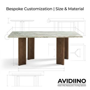 Table à manger de luxe sur mesure Avidiino en jade norvégien, solution de mobilier tout-en-un en bois de frêne minimaliste italien pour projet de villa - Product Image 2