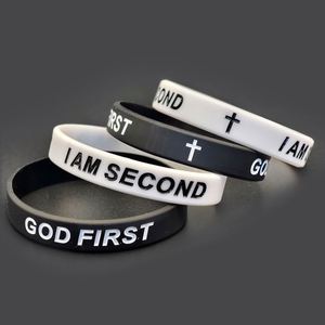 Pulsera de Silicona con la Frase 'GOD IS FIRST', Pulsera de Goma con la Frase 'IM Second', Brazalete de Goma Grabado - Product Image 4