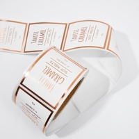 Étiquettes de parfum transparentes en feuille d'or, rouleaux d'autocollants imperméables en vinyle transparent pour flacons de parfum, autocollants de logo pour emballage