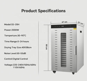 Giá bán buôn OEM thương mại công suất lớn 20 khay thực phẩm <span class=keywords><strong>dehydrator</strong></span> thép không gỉ Rau Máy sấy nhà sản xuất - Product Image 6