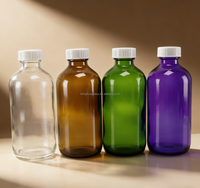 Fabricant de parfum cosmétique Boston transparent 16oz 500ml Natuaral noir ambre vert bouteille d'huile essentielle en verre avec bouchon à vis
