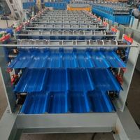 Panel de techo trapezoidal IBR de hierro corrugado de Metal de tres capas, maquinaria para hacer Tejas, máquina formadora de rollos en frío