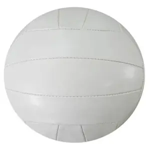 Promotional cheap size 5 white pure color outdoor training beach volleyball PVC sew voleibol ball