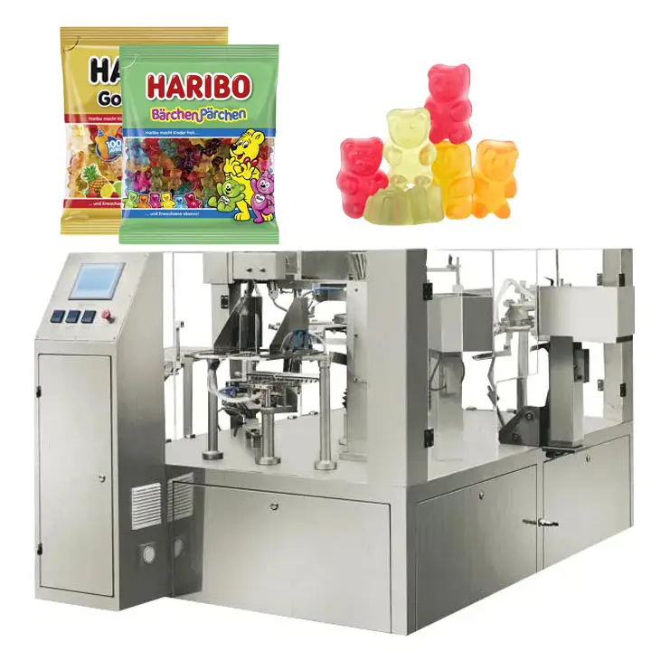 Yüksek hızlı Multihead tartı gıda paketleme makineleri sert jöle şeker sakızlı granül paketleme makinesi