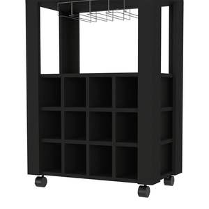 DB DB Twelve Wine Cubbie Chariot de bar noir finition wengue Ensemble Bayamon à quatre pattes - Product Image 6