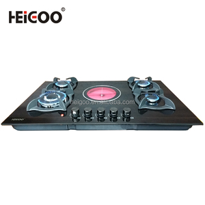Electrodomésticos de Cocina de Encimera Integrada Estufa Híbrida de 5 Quemadores 4 de Gas y 1 Placa Eléctrica de Inducción Infrarroja Vitrocerámica - Product Image 1