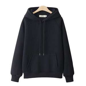Casual bolsillo canguro de <span class=keywords><strong>rosa</strong></span> con capucha llana suéteres de Otoño de las mujeres ropa de manga larga de lana gruesa sudaderas - Product Image 3