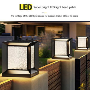 Lámpara de pilar solar LED IP55 para exteriores, luz de poste alimentada por baterí<span class=keywords><strong>a</strong></span> para jardín, terraza, pared de casa, puerta Rural - Product Image 3