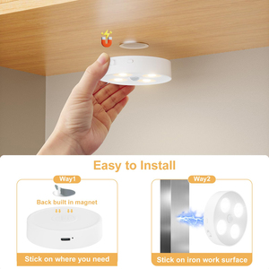 RGB Puck <b>Lights</b> with Remote & Motion <b>Sensor</b>,Rechargeable Under Cabinet Lighting for Kitchen, Closet Magnetic Stick-On <b>Lights</b> - Product Image 5
