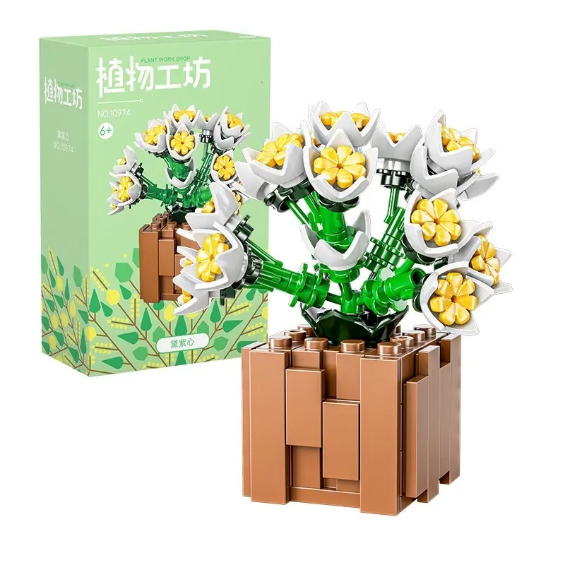 Hot Sales Potted Plant Brick Simulate real potted Flowerpot Assembly Model Moc Building Blocks Toys For Kids legoing
