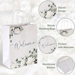 Hot Selling Cowhide Black Letter <b>Wedding</b> Birthday Party <b>Gift</b> <b>Bag</b> Handle Fresh Simple White Paper <b>Bag</b> Print Custom - Product Image 4