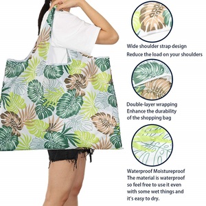 กระเป๋าหิ้วพับได้แบบรักษ์โลก ผลิตตามสั่งจากโรงงานเวียดนาม ทำจากโพลีเอสเตอร์ 190T 210D พิมพ์ลายตัวอักษร สีเหลืองกลาง สำหรับใช้เป็นของแจก/ของพรีเมียม - Product Image 2