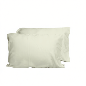 Juego de 2 Fundas de Almohada de Bambú Viscosa de Lujo DB, Color Crema, Certificación Oeko-TEX, Ropa de Cama para el Hogar - Product Image 1