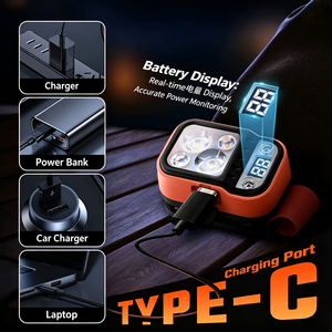 ไฟหน้าแบบดิจิตอลขนาดเล็กเซ็นเซอร์ตรวจจับความเคลื่อนไหว LED แบบชาร์จไฟได้กันน้ำปรับมุมได้แบบพกพาสำหรับการตั้งแคมป์วิ่ง - Product Image 5