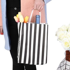 Custom Ruihe Brand Black White Striped Recycled Kraft <b>Paper</b> Bag Handles for Christmas Party Favors Shopping Goodie Flexographic - Product Image 4