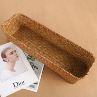 Panier de rangement en jonc de mer naturel fabriqué à la main grande boîte de rangement en paille de rotin tissé pour la maison, le pique-nique et le bureau